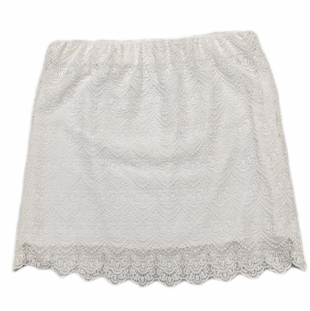 J.Crew White Lace Scalloped Mini Skirt Ladies 10 Like New